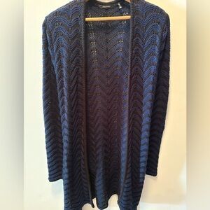 Daisy Fuentes Dark Blue and Black Chevron Cardigan Wear with or without belt